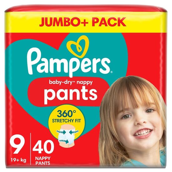 Jaunums!  Pampers "biksītes" 9. izmērs 40 gb. (0,47 eur/gb)
